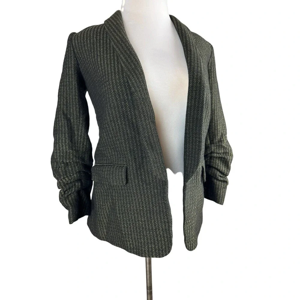Veronica Beard Clay Shawl Lapel Boy Blazer Open Front Drape Tweed Wool Blend 6 - Picture 4 of 10